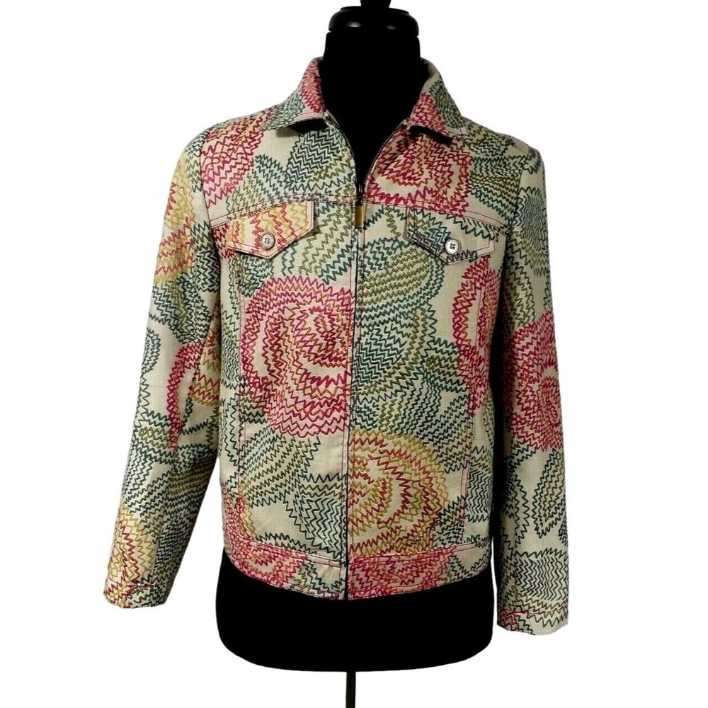 Christopher And Banks Small Women's Full-Zip Jacket Multicolored Stitch Long